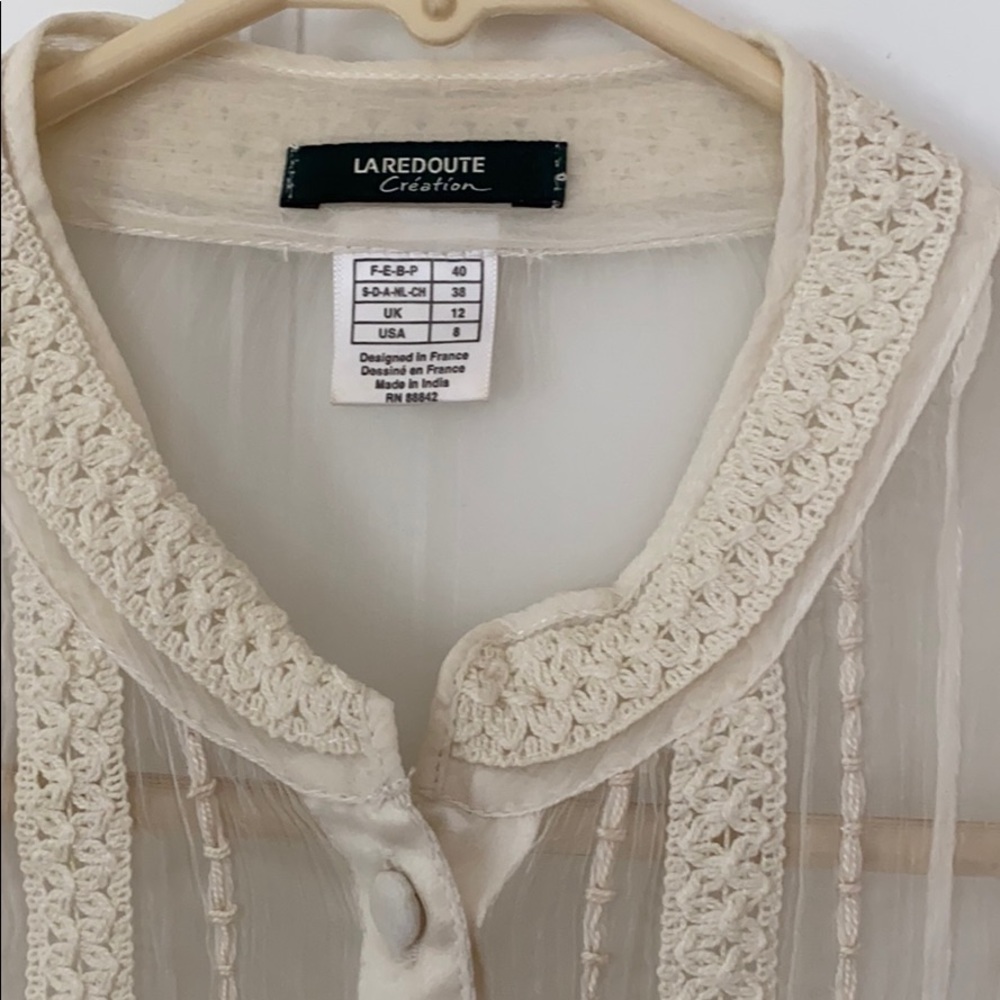 La Redoute peasant sheer cream blouse 8 - Picture 2 of 3